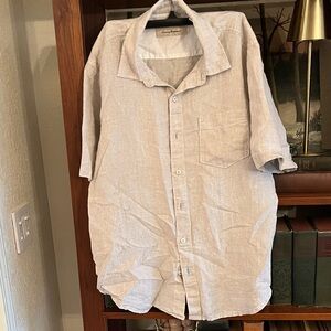 Tommy Bahama Light Beige Short-Sleeve Linen Button-Down Shirt